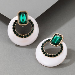 new earrings white acrylic diamond dark green simple stud earrings wholesale