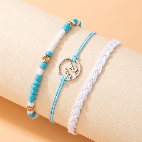 Bracelet de chaîne de perles de bijoux de mode Combinaison de bracelets tressés en trois pièces's discount tags