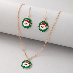 Europe and America Cross Border Holiday Ornament Santa Claus Dripping Ornament Set Geometric Earrings and Necklace Set