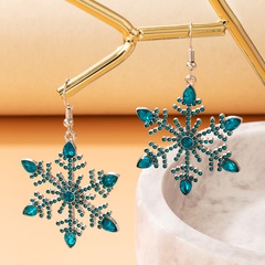 Europe and America Cross Border Christmas Ornaments Blue Diamond Snowflake Ear Hook Geometric Irregular Metal Earrings