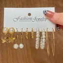 2021 bohemian style womens jewelry alloy butterfly pearl twill earrings 5piece set wholesalepicture9