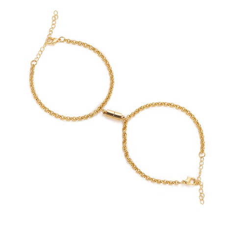 2021 nouvelle chaîne simple couple de mode bijoux rétro aimant bracelet or chaîne en forme de o en gros's discount tags