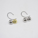 European and American metal niche twocolor ball earrings without pierced earrings female wholesalepicture14
