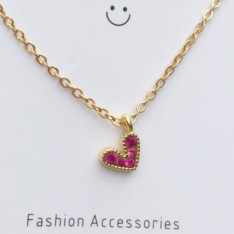 Women's titanium steel pendent inlaid zircon heart necklace NHIQ559584's discount tags