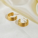 earrings jewelry 18K vacuum plating gold stainless steel threelayer cshaped tire earringspicture9