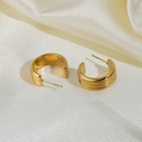 earrings jewelry 18K vacuum plating gold stainless steel threelayer cshaped tire earringspicture10