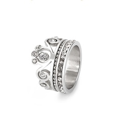 European and American cross-border popular jewelry personalized crown hollow zircon stainless steel ring