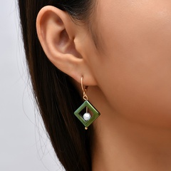 Korean style simple cute geometric square stone earrings creative personality earrings jewelry