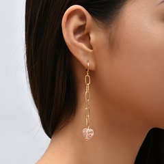 Bohemian trend long glass heart-shaped earrings creative personality chain earrings jewelry