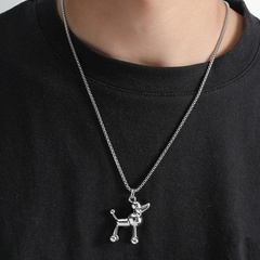 European and American 3D Puppy Poodle Pendant Cute Cartoon Poodle Dog Necklace Trendy Jewelry Accessories