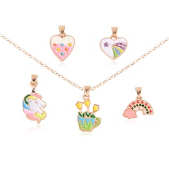 European and American flowerpot shape pendant oil drip color love rainbow pendant interchangeable necklace
