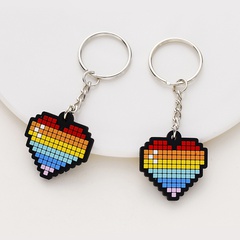 exquisite multicolor mosaic 3D love keychain metal female bag key pendant