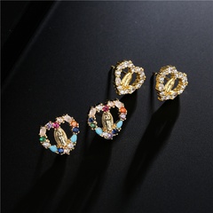 fashion copper micro-inlaid jewelry new gold zircon heart Maria earrings