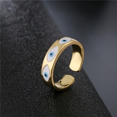 Aogu Cross-Border Supply Copper Plated Real Gold Open Ring Best Seller in Europe and America Oil Dripping Devil's Eye Ring New Product