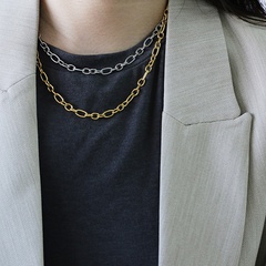 BF Wind Unisex Twist Chain Paare stapeln und tragen All-Match hand gefertigte Ring dicke Halskette Schlüsselbein kette Titans tahl 18 Karat Gold