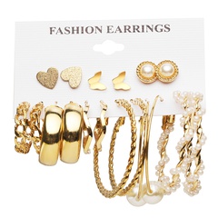 new earrings set creative simple earrings set 9 pairs of butterfly peach heart pearl earrings