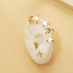 Creative and simple non-pierced ear bone clip six-piece golden star moon love airplane C-shaped ear clip
