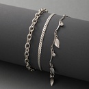 Europe and America Cross Border Simple Jewelry Silver Leaf Anklet ThreePiece Set Metal Chain Anklet Combination Setpicture8
