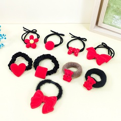 2021 autumn new style Korean cute girl hair loop bow tie bear rubber band ponytail hair elastic ring towel ring