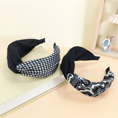Houndstooth Headband New Fabric Craft Cross Color Matching Headband Simple Ethnic Style Personalized out Face Washing Hair Pressing Headwear