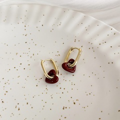 Vintage red heart earrings heart-shaped earrings