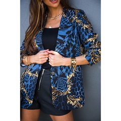 autumn and winter new printed suit collar long-sleeved jacket