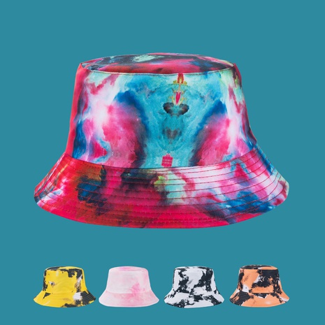 Sombrero de pescador con personalidad tie-dye, protector solar de verano para hombre, sombrero para mujer, moda salvaje, sombrero de lavabo de doble cara's discount tags