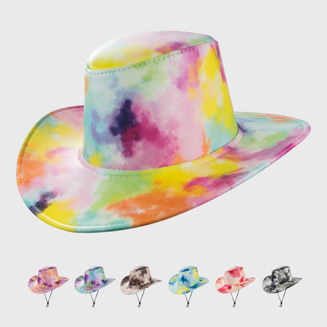 European and American light color tie-dye western cowboy rider hat's discount tags