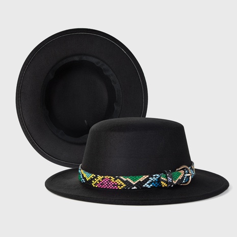 Otoño e invierno nuevo sombrero de jazz de lana para hombre accesorios de hebilla de cuero de leopardo sombrero de fieltro's discount tags