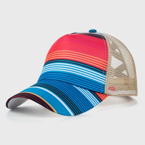 European and American peaked caps cross-printed ponytail mesh hats thin sunscreen sunshade baseball caps's discount tags