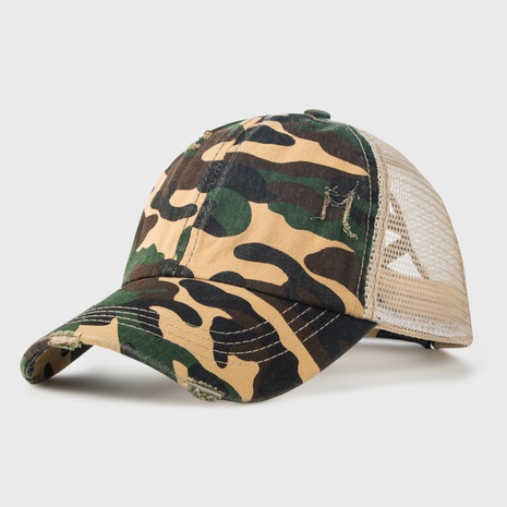 New camouflage personality cross ponytail mesh hat sunscreen sunshade cap tide's discount tags