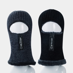 hiver pour hommes plus velours épais et chaud chapeau de laine bavoir deux pièces en plein air à l'épreuve du froid bonnet de tête tricoté