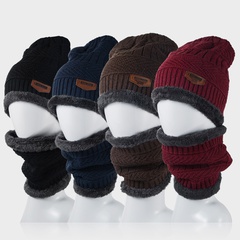 Version coréenne du bonnet écharpe tricoté automne et hiver ensemble mode garder au chaud plus bavoir en velours épais en laine
