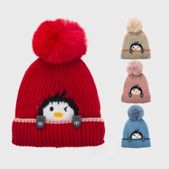 Children's woolen hats autumn and winter plus velvet baby hats cartoon knitted hats