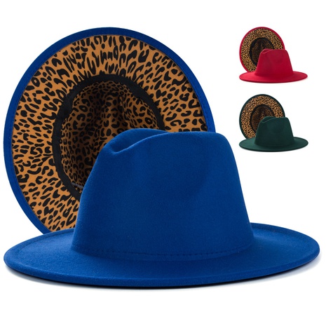 woolen hats men and women leopard print leather buckle accessories felt hats simple British retro jazz hats's discount tags