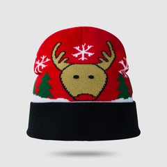 autumn and winter Christmas hat cute elk warm wool ball knitted woolen hat snowman decorative hat