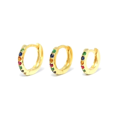 European and American single row colorful zircon earrings trendy simple geometric fashion diamond earrings's discount tags