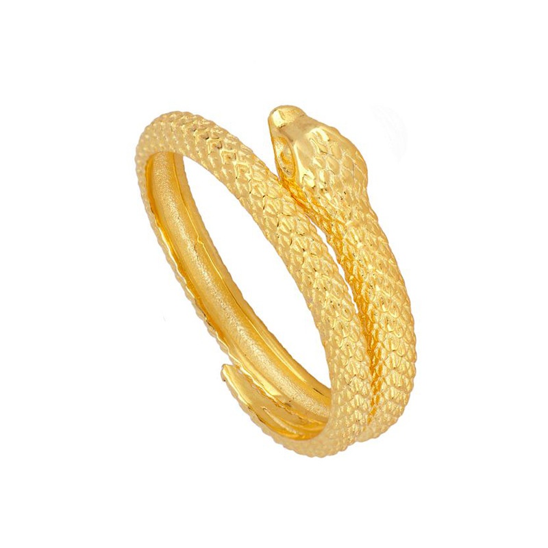 Crossborder creative personality retro snakeshaped ring real gold plating 18k snakeshaped open ring wholesale