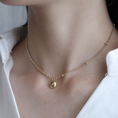 new LUCKY letter small golden bean 18k gold necklace clavicle chain