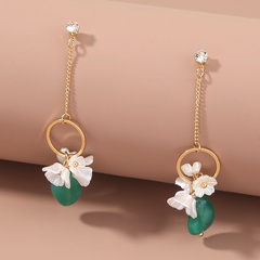Korean simple fashion style earrings natural stone pearl petal geometric retro earrings