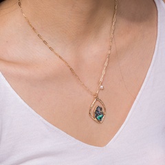 fashion natural color abalone shell irregular pendant clavicle chain necklace