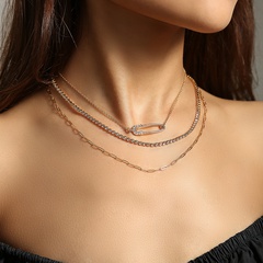 multi-layer necklace fashion jewelry personality simple long diamond brooch clavicle chain wholesale