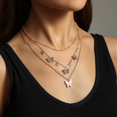 Simple multi-layer butterfly three-layer necklace female Korean metal star multi-layer necklace