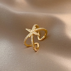 European and American fashion six-pointed star simple temperament zircon index finger personality ring