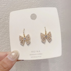 Korean Style Bow Pearl Earrings Ear Jewelry