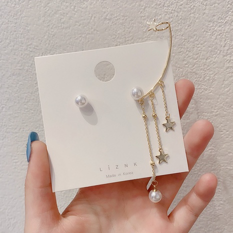 new trendy earrings pearl ear bone clip tassel earrings's discount tags