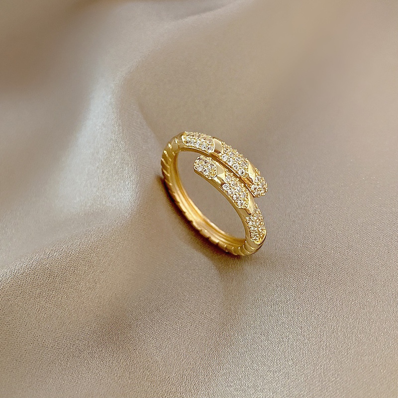 Korean fashion ring microinlaid zircon niche ring open index finger ring