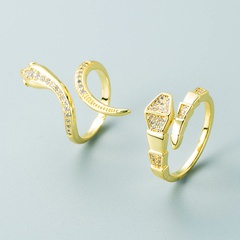 European and American trend copper gold-plated inlaid zircon serpentine ring personality cold wind open ring