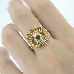 European and American fashion Devil's eye copper plated real gold micro inlaid zircon hollow ring