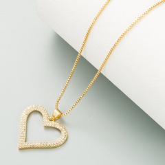 collier pendentif créatif en forme de coeur femme laiton plaqué or 18 carats avec chaîne de clavicule en zirconium